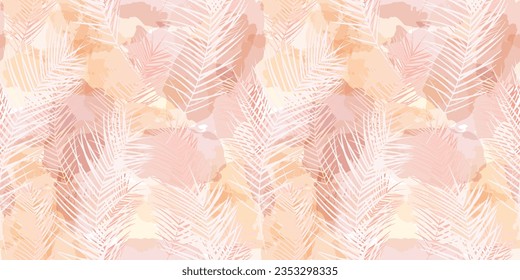 Tropical pattern, palm leaves seamless vector background. Watercolor leaves exotic jungle print 