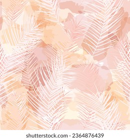 Tropical pattern, palm leaves seamless vector background. Watercolor leaves exotic jungle print 
