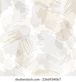 Tropical pattern, palm leaves seamless vector background. Watercolor leaves exotic jungle print 