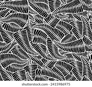 Tropical pattern, palm leaves seamless vector floral background. Exotic plant. monochrome Jungle geometric seamless pattern.
