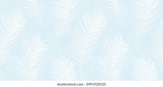 Patrón tropical, hojas de palma de fondo de Vector sin fisuras. Impresión de la selva de acuarela de planta exótica. Hojas de palmera. Plumas voladoras