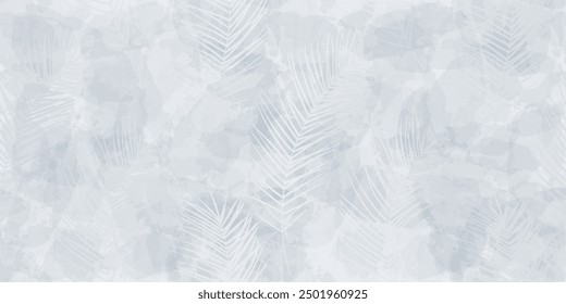 Tropical pattern, palm leaves seamless vector background. Exotic plant on watercolor stains jungle print. Leaves of palm tree.