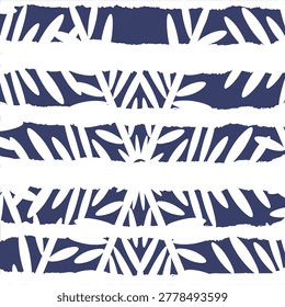 Tropical pattern, palm leaves seamless vector floral background. Exotic plant on stripes print illustration. Summer nature jungle print. Leaves of palm tree on paint lines. eps10