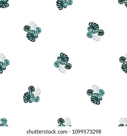 Tropical pattern with palm leaves. Vintage square watercolor print with tropic foliage. Summer seamless pattern background with floral elements on white backdrop.