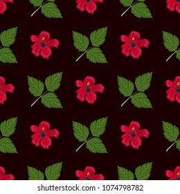 Tropical pattern palm summer green palm leaves black background. Vector exotic seamless pattern design nature textile hawaii. Tropic illustration. Jungle leaf plant foliage.