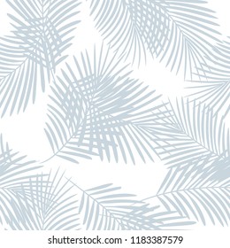 Tropical pattern, palm tree leaves floral jungle background. Exotic plant on stripes illustration. Summer nature print. Leaves of palm on paint lines. seamless vector