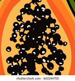 Tropical pattern with papaya. vector print with exotic fruit. Summer colorful textile texture