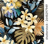 Tropical pattern. Paradise plants and flowers. Hawaiian pattern. Exotic, tropics