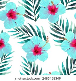 Tropical pattern. Paradise plants and flowers. Hawaiian pattern. Exotic, tropics