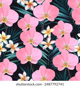 Tropical pattern. Paradise plants and flowers. Hawaiian pattern. Exotic, tropics