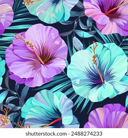 Tropical pattern. Paradise plants and flowers. Hawaiian pattern. Exotic, tropics