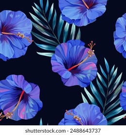Tropical pattern. Paradise plants and flowers. Hawaiian pattern. Exotic, tropics