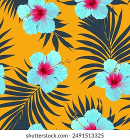 Tropical pattern. Paradise plants and flowers. Hawaiian pattern. Exotic, tropics