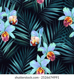 Tropical pattern. Paradise plants and flowers. Hawaiian pattern. Exotic, tropics