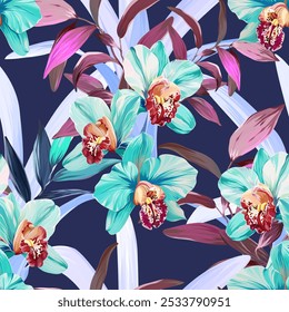 Tropical pattern. Paradise plants and flowers. Hawaiian pattern. Exotic, tropics