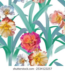 Tropical pattern. Paradise plants and flowers. Hawaiian pattern. Exotic, tropics