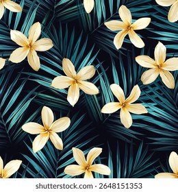 Tropical pattern. Paradise plants and flowers. Hawaiian pattern. Exotic, tropics