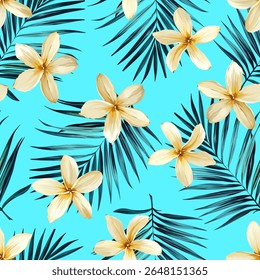 Tropical pattern. Paradise plants and flowers. Hawaiian pattern. Exotic, tropics