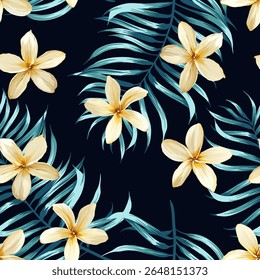 Tropical pattern. Paradise plants and flowers. Hawaiian pattern. Exotic, tropics