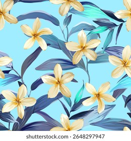 Tropical pattern. Paradise plants and flowers. Hawaiian pattern. Exotic, tropics