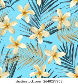 Tropical pattern. Paradise plants and flowers. Hawaiian pattern. Exotic, tropics