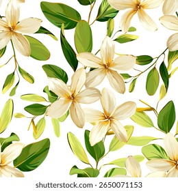 Tropical pattern. Paradise plants and flowers. Hawaiian pattern. Exotic, tropics