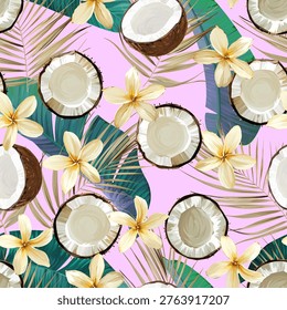 Tropical pattern. Paradise plants and flowers. Hawaiian pattern. Exotic, tropics