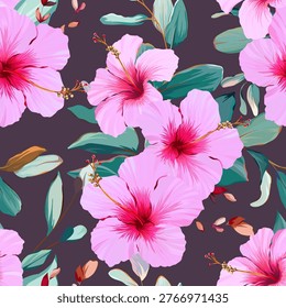 Tropical pattern. Paradise plants and flowers. Hawaiian pattern. Exotic, tropics