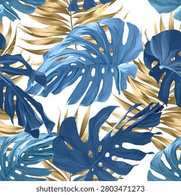 Tropical pattern. Paradise plants and flowers. Hawaiian pattern. Exotic, tropical. Delicate soft colors.