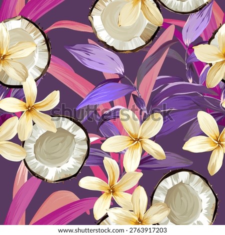 Tropical pattern. Paradise plants and flowers. Hawaiian pattern. Exotic, tropics