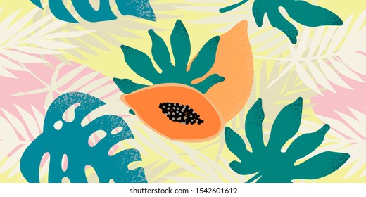 Tropical pattern in pastel colors, abstract background