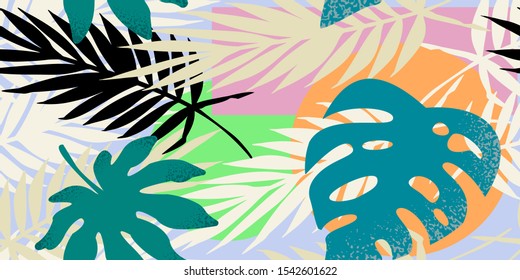 Tropical pattern in pastel colors, abstract background