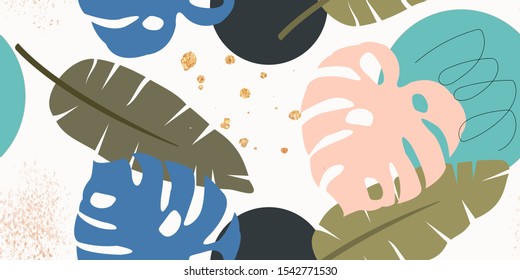 Tropical pattern in pastel colors, abstract background