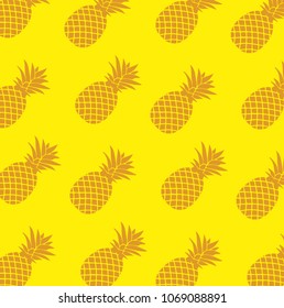 Tropical pattern with pineapple Illustrator. design graphic. over yellow background