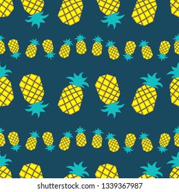 Tropical pattern with pineapples in flat style. Sweet summer background. Vector pineapple illustration