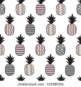 tropical pattern with pineapples vector illustration