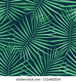Tropical pattern seamless background. Palm leaves, modern seamless summer tropic art. Colorful trendy natural botanic print for decoration fabric,fashion textile. Palm tree leaf.Vector tropics botany