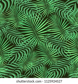 Tropical pattern seamless background. Palm leaves, modern seamless summer tropic art. Colorful trendy natural botanic print for decoration fabric,fashion textile. Palm tree leaf.Vector tropics botany