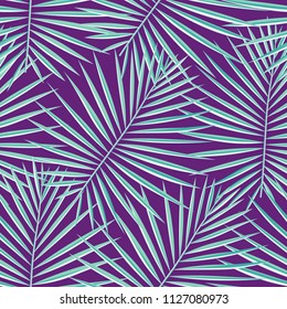 Tropical pattern seamless background. Palm leaves, modern seamless summer tropic art. Colorful trendy natural botanic print for decoration fabric,fashion textile. Palm tree leaf.Vector tropics botany