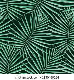 Tropical pattern seamless background. Palm leaves, modern seamless summer tropic art. Colorful trendy natural botanic print for decoration fabric,fashion textile. Palm tree leaf.Vector tropics botany