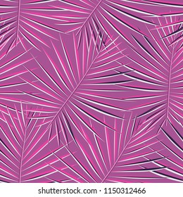 Tropical pattern seamless background. Palm leaves, modern seamless summer tropic art. Colorful trendy natural botanic print for decoration fabric,fashion textile. Palm tree leaf.Vector tropics botany.