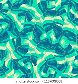 Tropical pattern seamless background. Palm leaves, modern seamless summer tropic art. Colorful trendy natural botanic print for decoration fabric,fashion textile. Palm tree leaf.Vector tropics botany