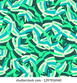 Tropical pattern seamless background. Palm leaves, modern seamless summer tropic art. Colorful trendy natural botanic print for decoration fabric,fashion textile. Palm tree leaf.Vector tropics botany
