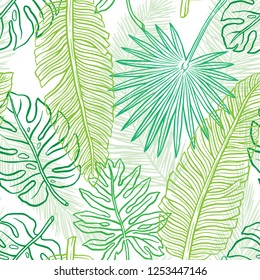 Tropical pattern. Seamless botanical ornament. vector illustration.