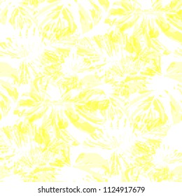 Tropical Pattern. Seamless Texture with Bright Hand Drawn Leaves of Exotic Tree. Trendy Rapport for Print, Paper, Swimwear. Vector Seamless Background with Tropic Plants. Watercolor Effect.