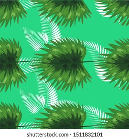 Tropical Pattern. Seamless Texture with Bright Hand Drawn Leaves of Monstera. Seamless Background with Tropic Plants.