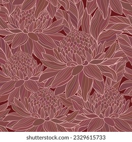 tropical pattern with Torch ginger flowers,