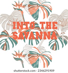 tropical pattern varsity slogan college palm tree botanical stay wild