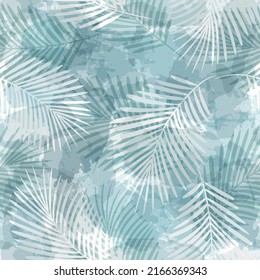 Tropical pattern, watercolor palm leaves, seamless vector background. Exotic jungle print. Leaves of palm tree.