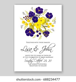 Tropical peony poppy floral wedding invitation vector card